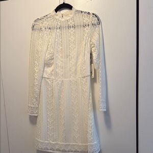 Kensie White Lace Long Sleeve Dress